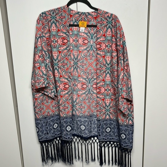 Ruby Red Fringe Boujee Boho Kimono - Picture 1 of 10
